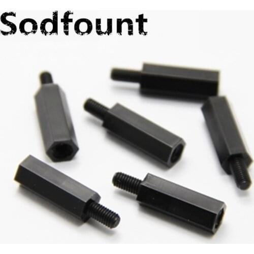 100Pcs M4*L+6mm Thread black Spacing Screw Plastic For PCB Motherboard Fixed Nylon Standoff Spacer Pillar