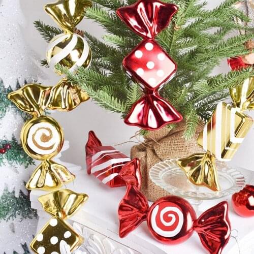 18CM Christmas Candy Decoration Pendant Red Gold Color Painted Xmas Candy Pendant Christmas Tree Accessories