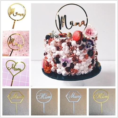 2019 Acrylic Cake Topper Happy Mothers Day Mum Letters Print Cake Decoration Mother Birthday Party Decorative Supplies