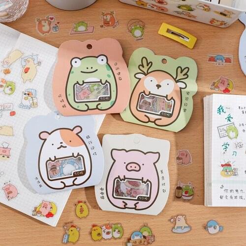 50 pcs/lot Cute Decorative Paper Sticker Kawaii Scrapbook Stationery Stickers For Scrapbooking Photo Album Korean Stationery 007