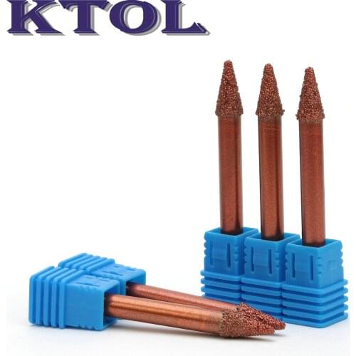 6x1.5x12mm 18 Degree V Carving CNC Router Diamond Milling Cutter 3D Marble Stone Engraving Bits Tapered End Mill Diamond Tools