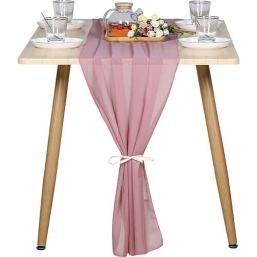 70x300cm Premium 100D Chiffon Fabric Table Runner Extra Wide Coffee Wedding Bridal Party Table Decoration Desk Runner Outdoor
