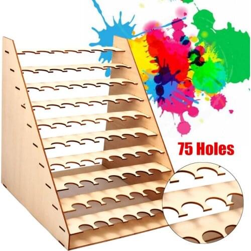 75 Pots Wooden Paint Bottles Storage Rack Holder Modular Master Color Organizer