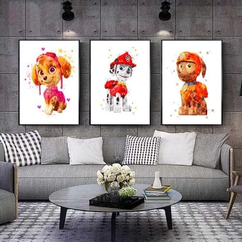 Watercolor Pet Dogs Anime Posters Prints Wall Art Nordic Abstract Cartoon Animals Canvas Painting Pictures Kids Room Wall Decor