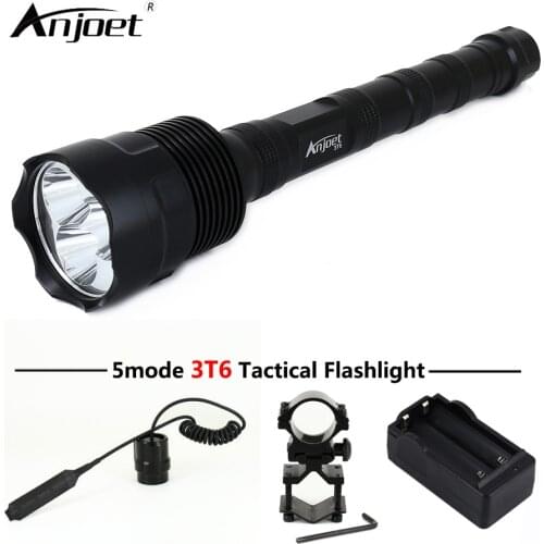ANJOET 5301B LED Hunting flashlight 6000Lm 3T6 Powerful XML 3xT6 5Mode Tactical torch+Charger+Remote Switch+Gun Mount Free match