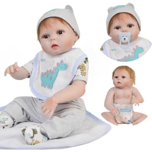 Bebe 55cm full Body Silicone Reborn Baby Girl boy Dolls Toy Play House Lifelike Newborn Sleeping Babies bb Reborn menino bonecas