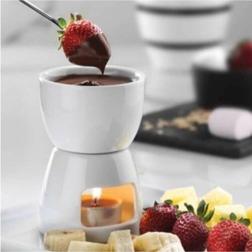 White Porcelain Bowl Fondue Fork Fondue Set Fondue Serving Set Cheese, Chocolate, Ice Cream Chocolate Fondue Set