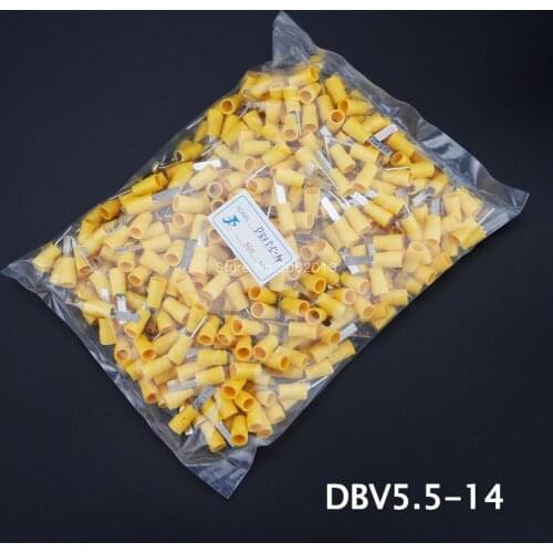 Free Shipping 500pcs DBV5.5-(10 14)Pre-Insulating Blade Terminal Cold-Pressing Chip-Shaped Plug Chip Bare End