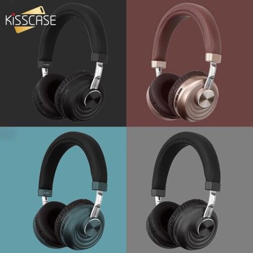 KISSCASE Heavy Bass Wireless Bluetooth Headphone 3D HIFI Stereo Headset Wired Headphones Earphone With Mic Support TF Card
