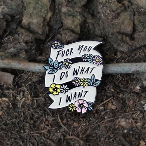 Fashion enamel brooch "I do what I want" enamel brooch white ribbon feminism brooch metal badge collar shirt punk jewelry