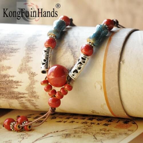 Fashion Ceramics Necklace Ethnic Retro Beads Sweater Chain Pendant Jewelry Long Necklaces for Women Girls Birthday Present