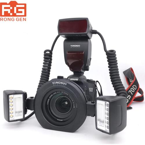 YONGNUO YN-24EX Macro Ring Flash Speedlite with 2 Flash Head 4 Adapter Rings for Canon 5D Mark II 5D Mark III 6D 7D