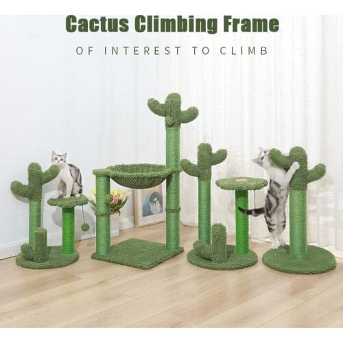 Cute Cactus Pet Cat Scratch Tree Toys Cactus Cat Scratching Post for Young and Adult Cats Climbing Frame Protecting Furniture