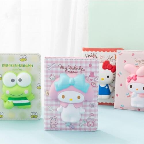 Kawaii Cartoon Brushes Pouch Notebook With Gift Box Scrapbook NotePad PU Cover Diary School Supplies Agenda Journal Accessories