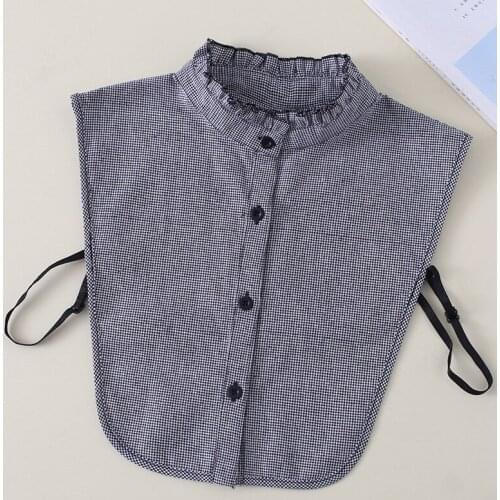 Fashion simple style Womens plaid shirt Detachable Fake Collars Half Shirt Blouse False Collar for Mens Faux Ties Accessories