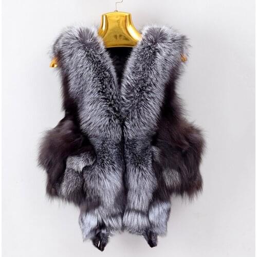 Fashion winter warm fox vest leather coat natural fox fur coat real fox fur jacket winter warm coat