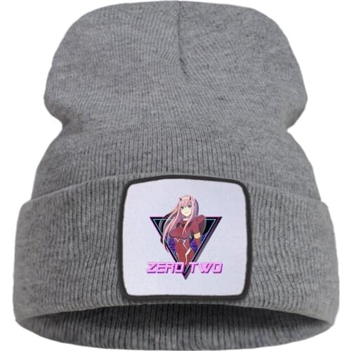 Darling In The Franxx Zero Two Printing New Man Knit Hat Street Fashion Warm Winter Hats Women Simple Casual Men Autumn Beanie