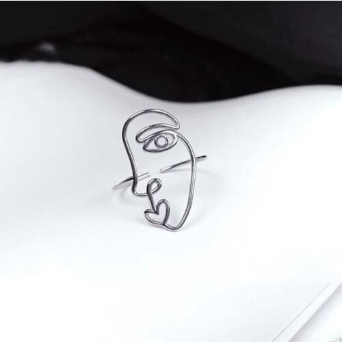 New Arrivals Vintage Human Face Rings For Women Men Large Adjustable Size Finger Ring Fashion Jewelry 2021