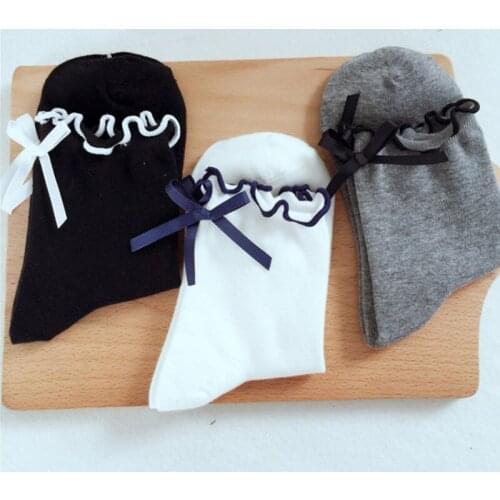Orignal Cotton Lolita Socks Bowknot Japanese Women Soft Sister College Ruffle Sock Short Stocking Socks Sweet Kawaii Girls Socks