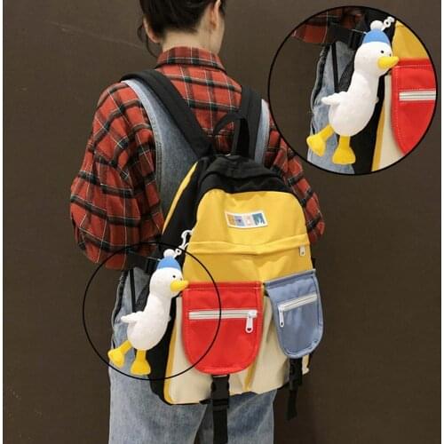 Plush New cute white duck flat mouth keychain pendant ladies bag car key accessories children birthday gift