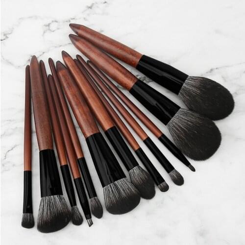 Lucky-Beauty Professional Wood Handle Makeup Brush Set High Quality Loose Powder Blush Foundation Brush
