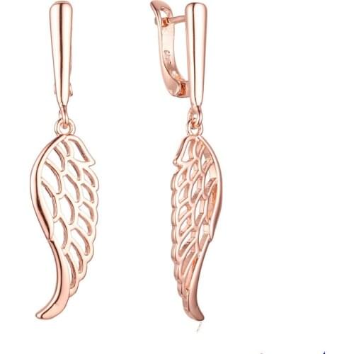 Simple Design Exquisite Angel Wings Earring New Trendy 585 Gold Color Lady Fashion Jewelry