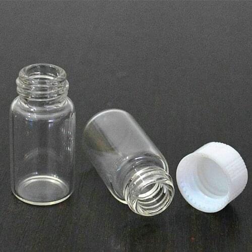 24pcs/Lot 3ml Transparent Clear Glass Reagent Bottle Sample Vials Storage Container with White Screw Cap in Chemistry Experiment