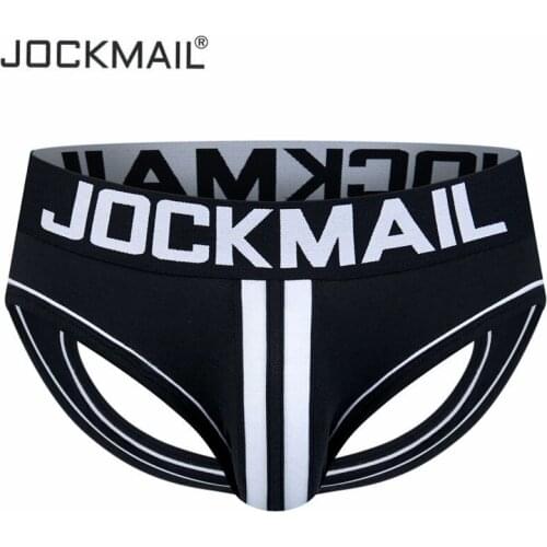 JOCKMAIL Sexy Men Underwear BOTTOMLESS Briefs men thong G-strings tanga Short underpants Gay Male Underwear Open Backless crotch