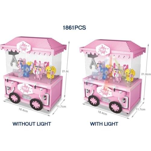 Funny doll coupe move UFO Catcher game micro diamond block with led light bricks dudu duck Pink Panther nanobrick toys for gifts