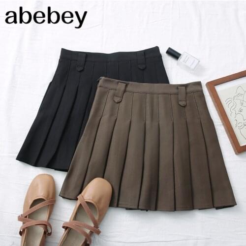 2021 New Spring Summer Women Korean Preppy Style Skirt high waist slim Skirt pleated Skirt safety A-line solid short Skirt