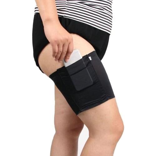 Thigh Socks High Stretch Leg Warmers Invisible Phone Pocket Stockings Non-Slip Sexy Thigh Bands Leg Warmth Flat Thigh Bands