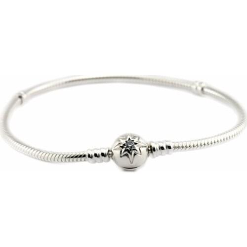 Clear CZ Starry Sky Clasp Snake Chain Charms Bracelets for Women 925 Sterling Silver Bracelets Jewelry Fashion Accessories Gifts