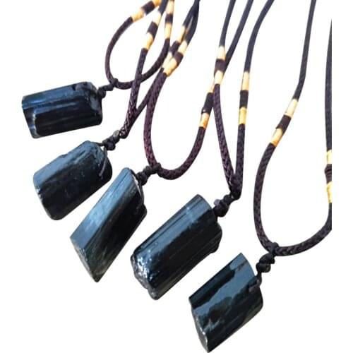 1/2pcs Natural Crystal Pendant Black Tourmaline Stone Pendant Necklace Wired Charm Stone Pendants Jewelry Making Accessories