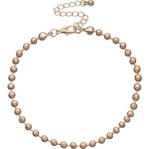 1pc Fashion Alloy Anklet Adjustable Solid Color Creative Vintage Beaded Anklet Chain Anklet For Women Girls Jewelry Accessories