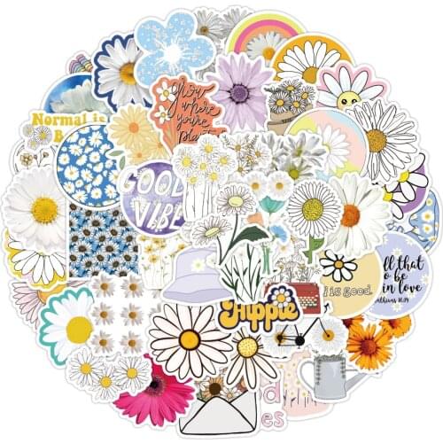 10/50PCS Cartoon Fresh Little Daisy Series Graffiti Suitcase Refrigerator Decoration Waterproof Stickers Toy Wholesale