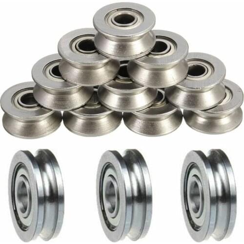 10 pcs Guide Wheels Roller U Groove Pulley Ball Bearing Sealed Guide Wire Track