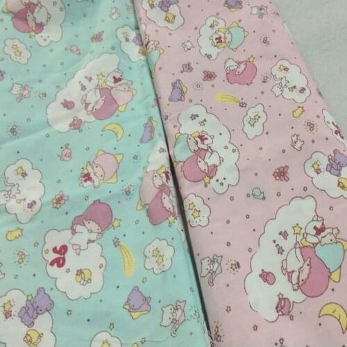 100% Cotton Fabric ViaPhil Pink & Green Angel Baby Pricesss Printed Cotton Fabric DIY Patchwork Textile Tissue Home Clothing