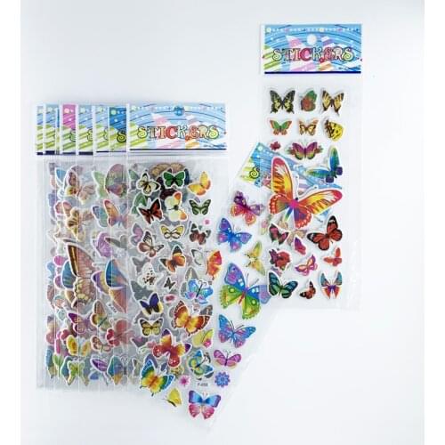 12 Sheets/Set Kids Stickers Toy Cartoon Insect Butterfly Creative Cute PVC Sticker for DIY Scrapbooking Diary Phone Stickers