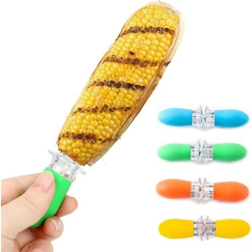 2Pcs Stainless Steel Corn Rack Skewers Barbecue Corn On The Cob Rack Barbecue Meat Fork Stainless Steel Corn Needles