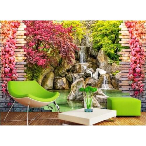 3D waterfall flowing flower vine photo wallpaper for walls photo wallpaper for walls Home Decoration
