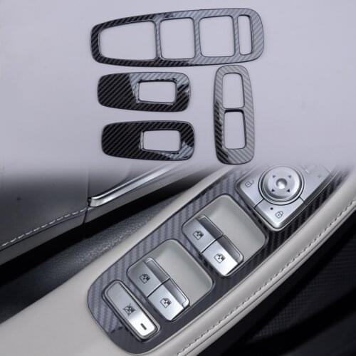 4pcs Stainless Steel Black Carbon Fiber Style Inner Window Lift Switch Panel Cover Trim Frame Fit For Hyundai Sonata 2020 2021