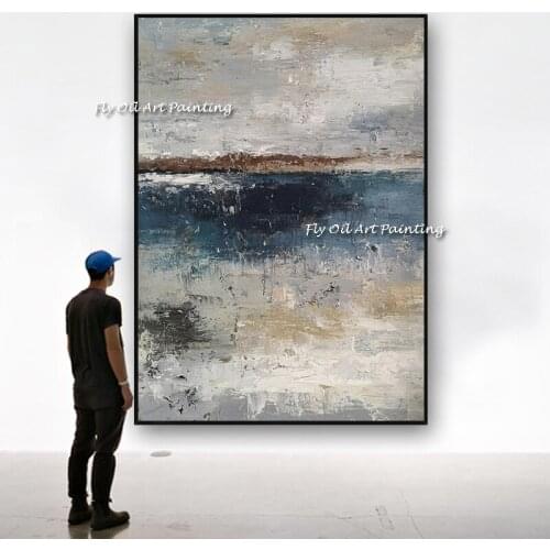 Abstract brown Blue Thick Art Handpainted Oil Painting Canvas Painting Wall Pictures Art Wall Artwork For living Room Decoration