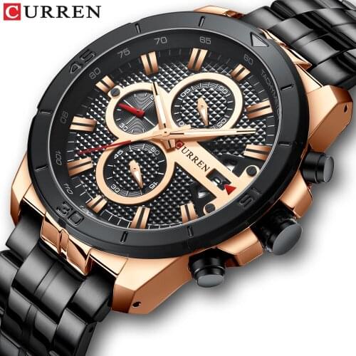 2019 Men Watch Top Brand CURREN New Men Fashion Luxury Chronograph Quartz Watch Stainless Steel Business Clock Relogio Masculino
