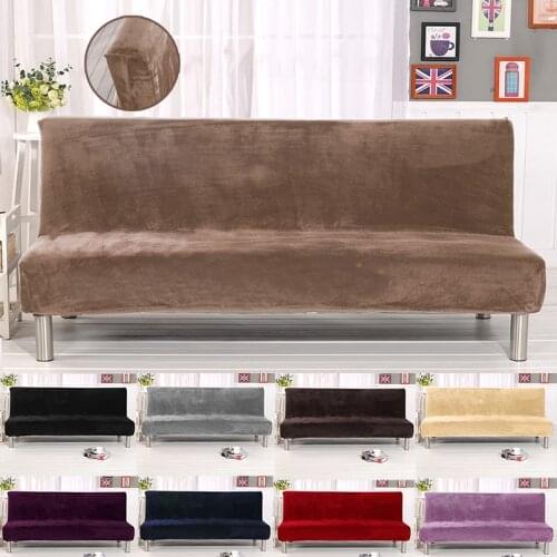 Plush Folding Sofa Bed Cover Velvet Thick Slipcover Case For Armless Sofa Bed Sheet Couch Cover Elastic Futon Cover Winter