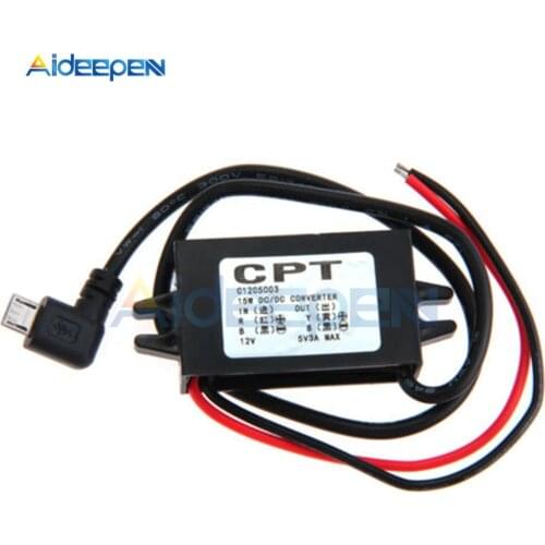 DC-DC Step-Down Power Module 12V to 5V 3A Buck Converter Module Car Potting Waterproof Power Module Micro USB