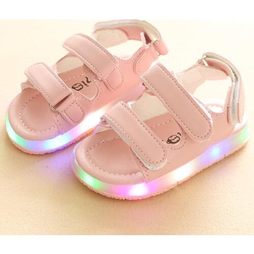 Size 21-30 Baby Led Shoes Glowing Sandals Elegant Children Casual Sandals Solid Good Quality Fashion Baby Girls Boys Shoes