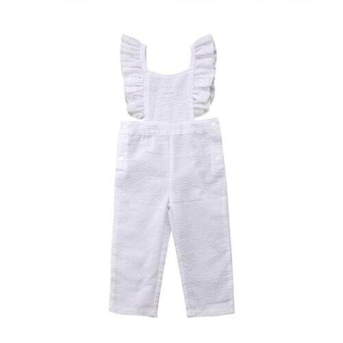 Toddler Infant Baby Girls Pure White Backless Jumpsuit Romper Clothes Outfits Playsuit