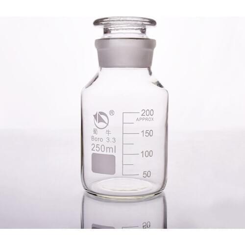 Reagent bottle,Wide mouth,Clear,Boro. 3.3 glass,Capacity 250ml,Sample Vials