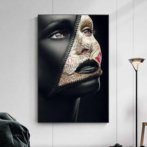 Newspaper Cover Face Creative art Posters Sexy Model Canvas Paintings On the Wall Art Makeup Pictures Wall Decoration Cuadros