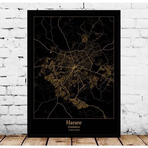 Harare Zimbabwe Map Poster